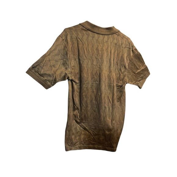 Izod Golf Double Mercerized Gold Brown Diamond Pattern Polo Shirt Small - Picture 8 of 8